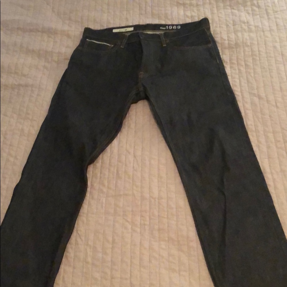 Gap Slim Selvedge Raw Denim Jeans. 34x32